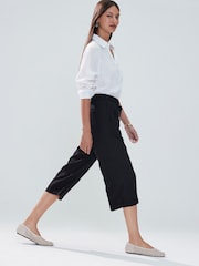 Black Tie Waist Linen Blend Culottes - Image 3 of 9