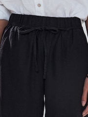 Black Tie Waist Linen Blend Culottes - Image 5 of 9