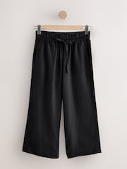 Black Tie Waist Linen Blend Culottes - Image 6 of 9