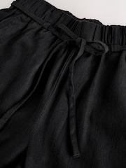 Black Tie Waist Linen Blend Culottes - Image 7 of 9