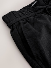 Black Tie Waist Linen Blend Culottes - Image 8 of 9