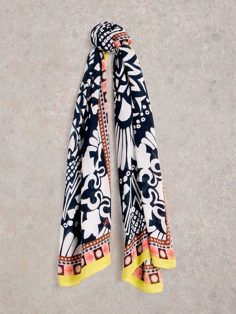 White Stuff Blue Calypso Printed Scarf - Image 1 of 3