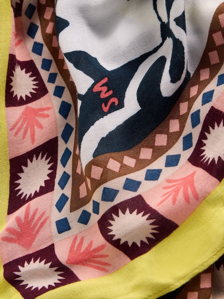 White Stuff Blue Calypso Printed Scarf - Image 3 of 3