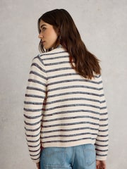 White Stuff Blue Belle Stitchy 100% Organic Cotton Cardigan - Image 3 of 6