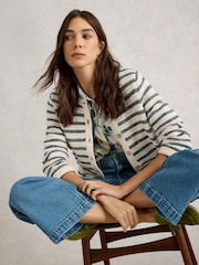 White Stuff Blue Belle Stitchy 100% Organic Cotton Cardigan - Image 4 of 6