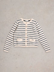 White Stuff Blue Belle Stitchy 100% Organic Cotton Cardigan - Image 5 of 6