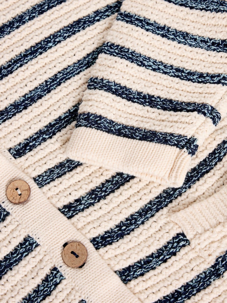 White Stuff Blue Belle Stitchy 100% Organic Cotton Cardigan - Image 6 of 6