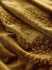 Ochre Yellow Embossed Velvet Draped Midi Skirt - Image 2 of 3