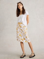 White Stuff Yellow Evie Linen Blend Skirt - Image 1 of 6