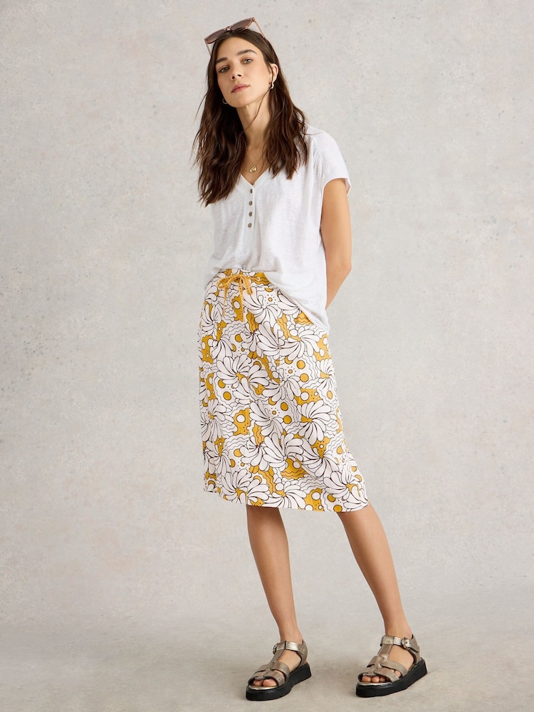 White Stuff Yellow Evie Linen Blend Skirt - Image 1 of 6