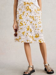 White Stuff Yellow Evie Linen Blend Skirt - Image 2 of 6