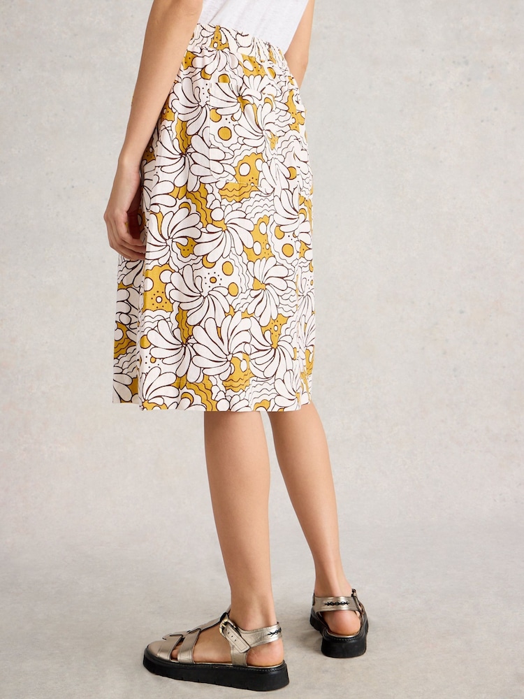 White Stuff Yellow Evie Linen Blend Skirt - Image 3 of 6