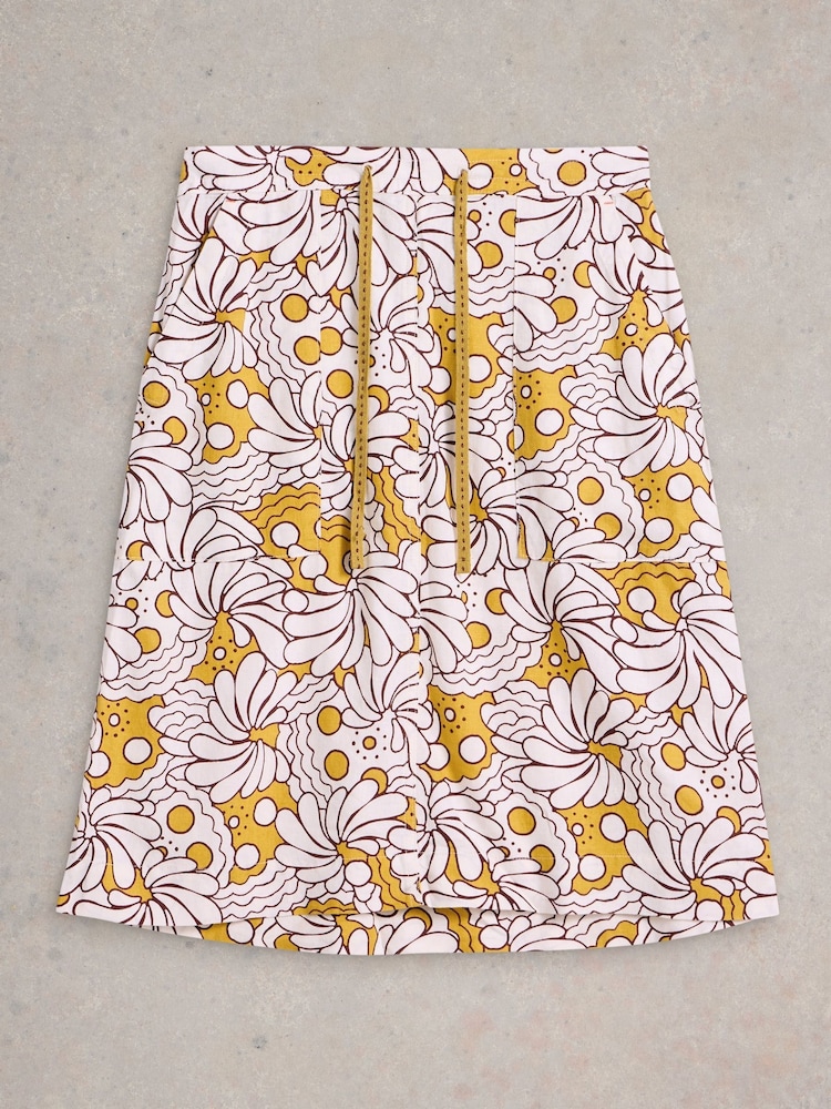 White Stuff Yellow Evie Linen Blend Skirt - Image 5 of 6