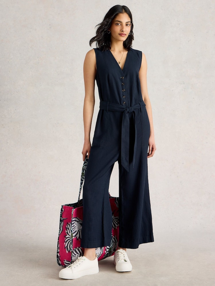 White Stuff Blue Betty Wide Leg Jumpsuit - Image 1 of 6