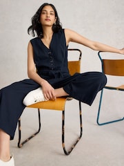 White Stuff Blue Betty Wide Leg Jumpsuit - Image 4 of 6
