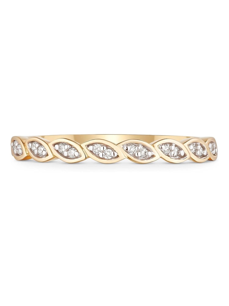 Beaverbrooks 9ct Yellow Gold Diamond Petal Ring - Image 2 of 4