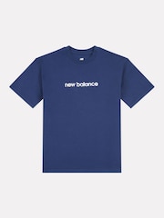 New Balance Blue Kids Baseball Player Back Graphic 100% Cotton T-Shirt - Image 1 of 3