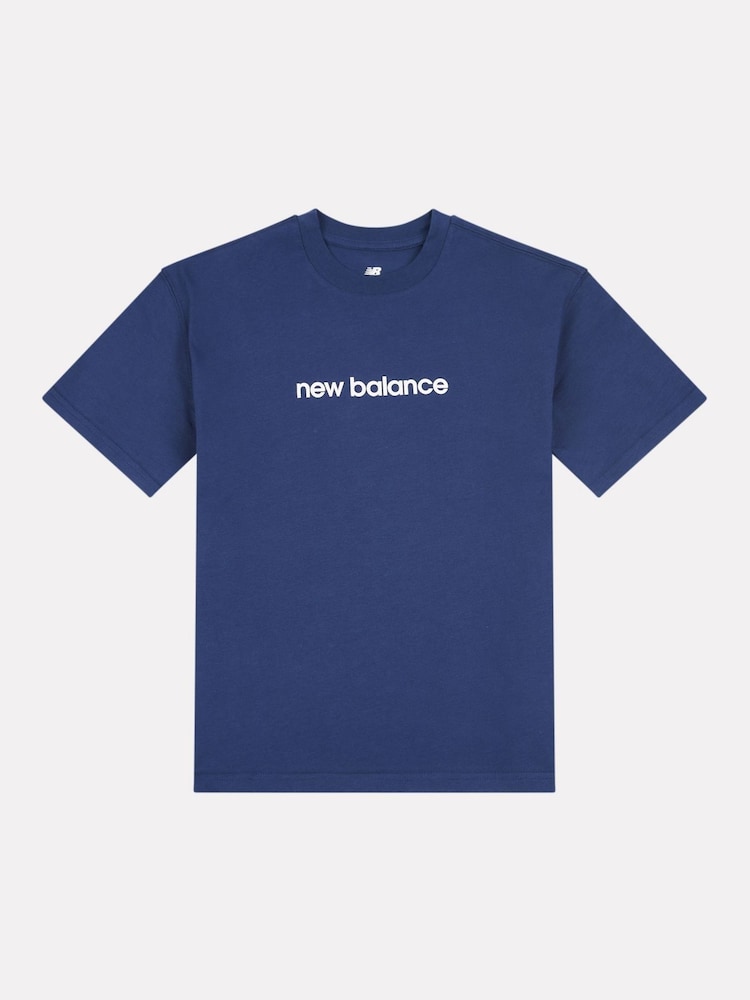 New Balance Blue Kids Baseball Player Back Graphic 100% Cotton T-Shirt - Image 1 of 3