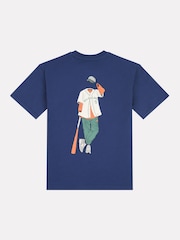 New Balance Blue Kids Baseball Player Back Graphic 100% Cotton T-Shirt - Image 2 of 3