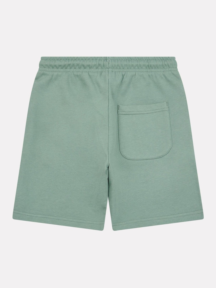 New Balance Light Green Kids French Terry Stacked Logo 100% Cotton Shorts - Image 2 of 3