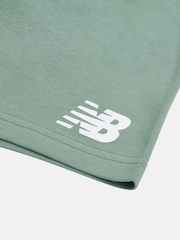 New Balance Light Green Kids French Terry Stacked Logo 100% Cotton Shorts - Image 3 of 3