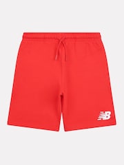 New Balance Burgundy Red Kids French Terry Stacked Logo 100% Cotton Shorts - Image 1 of 3