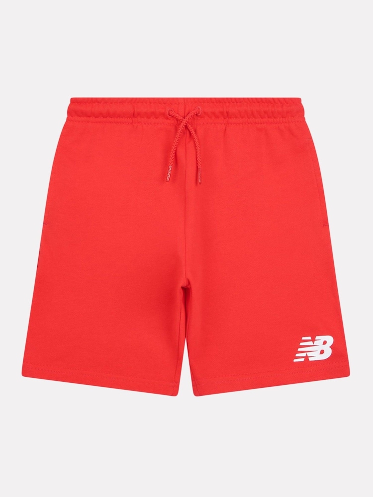 New Balance Burgundy Red Kids French Terry Stacked Logo 100% Cotton Shorts - Image 1 of 3