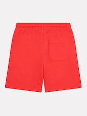 New Balance Burgundy Red Kids French Terry Stacked Logo 100% Cotton Shorts - Image 2 of 3