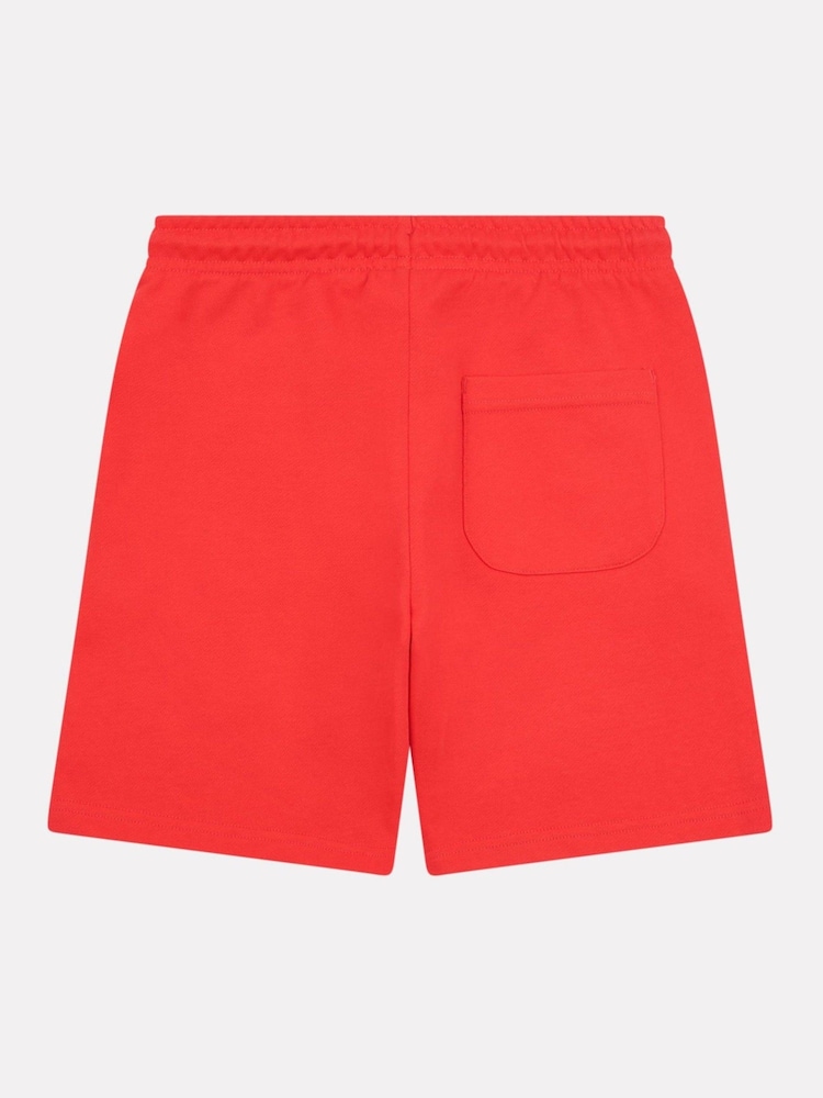 New Balance Burgundy Red Kids French Terry Stacked Logo 100% Cotton Shorts - Image 2 of 3