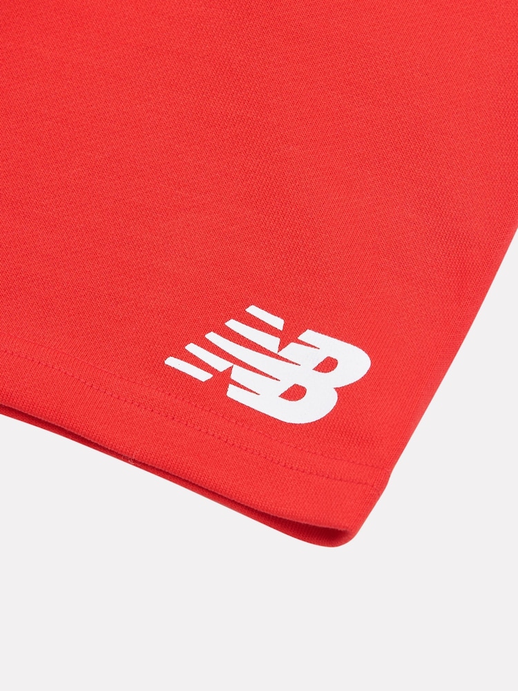 New Balance Burgundy Red Kids French Terry Stacked Logo 100% Cotton Shorts - Image 3 of 3