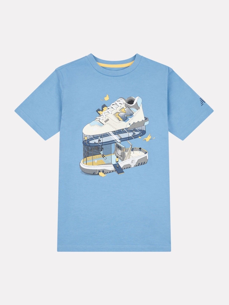 New Balance Blue Kids Fitness Centre Illustrated Graphic 100% Cotton T-Shirt - Image 1 of 4