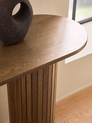 Dark Natural Hyde Oak Veneer Tambour Console Table - Image 3 of 8