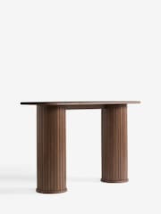 Dark Natural Hyde Oak Veneer Tambour Console Table - Image 8 of 8