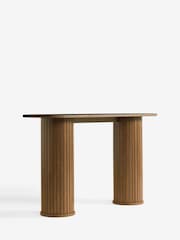 Dark Natural Hyde Oak Veneer Tambour Console Table - Image 9 of 9