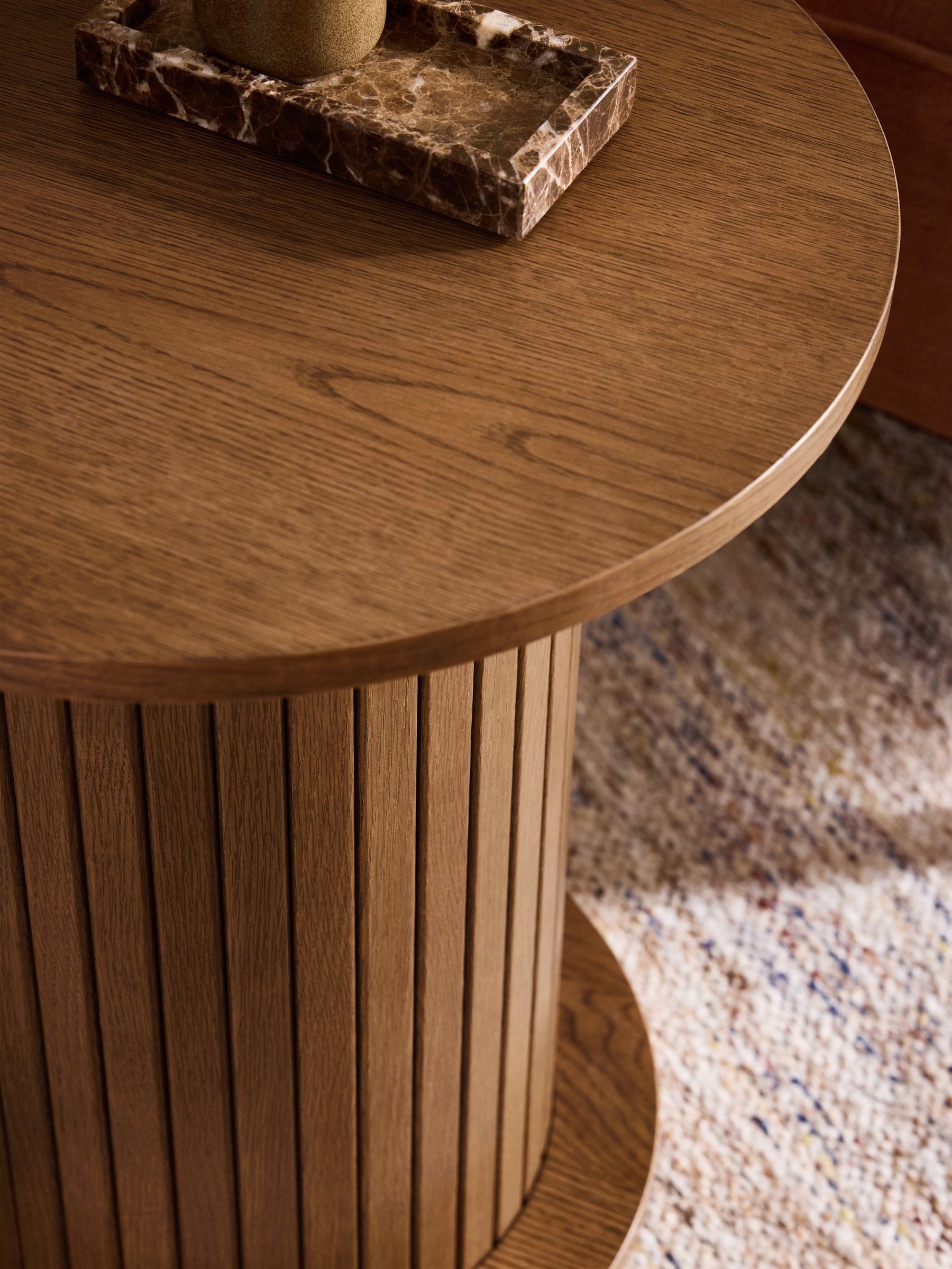 Buy Dark Natural Hyde Oak Veneer Tambour Side Table from the Next