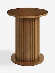 Dark Natural Hyde Oak Veneer Tambour Side Table - Image 6 of 6