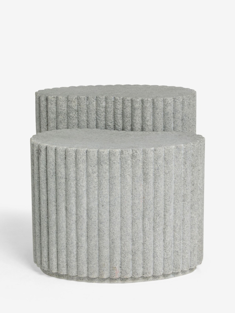 Grey Textured Ribbed Set of 2 Nest of Tables - Image 1 of 2