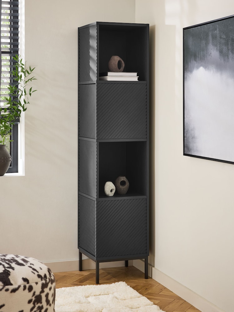 Black Marlow Oak Effect Corner Bookcase - Image 1 of 7