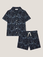 Monsoon Blue Sun Print Shirt and Shorts Set - Image 1 of 3