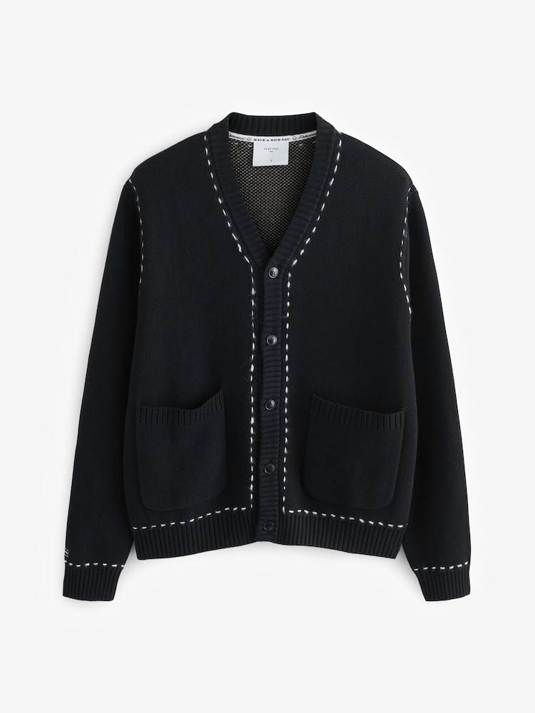 Percival Black Module Boxy Cardigan - Image 1 of 1 Percival Black Module Boxy Cardigan - Image 1 of 1