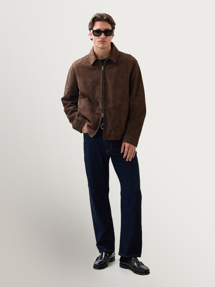 Percival Brown Prologue Suede Zip Jacket - Image 2 of 9 Percival Brown Prologue Suede Zip Jacket - Image 2 of 9