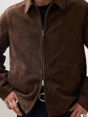 Percival Brown Prologue Suede Zip Jacket - Image 3 of 9