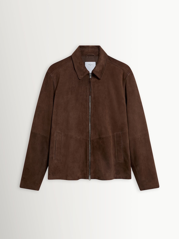 Percival Brown Prologue Suede Zip Jacket - Image 9 of 9