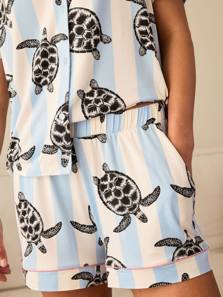 Chelsea Peers Turtle Stripe Print Short Pyjamas Set - صورة 2 من 4