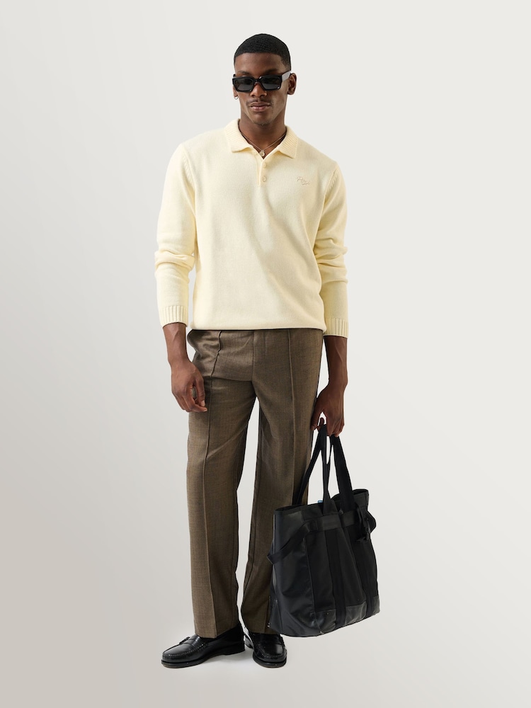 Percival Cream Verso Long Sleeve Knitted Polo Shirt - Image 2 of 8