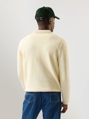 Percival Cream Verso Long Sleeve Knitted Polo Shirt - Image 3 of 8