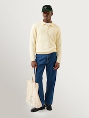 Percival Cream Verso Long Sleeve Knitted Polo Shirt - Image 4 of 8
