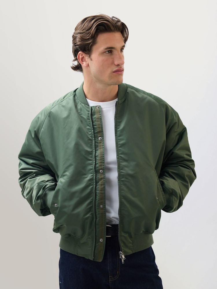 Percival Green Nylon Bomber Jacket - Image 1 of 9 Percival Green Nylon Bomber Jacket - Image 1 of 9
