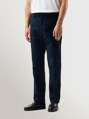 Percival Blue Tailored Moleskin Straight Leg Trousers - Image 3 of 6