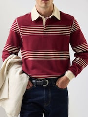 Percival Red Editor Striped Rugby Polo Shirt - Image 1 of 10